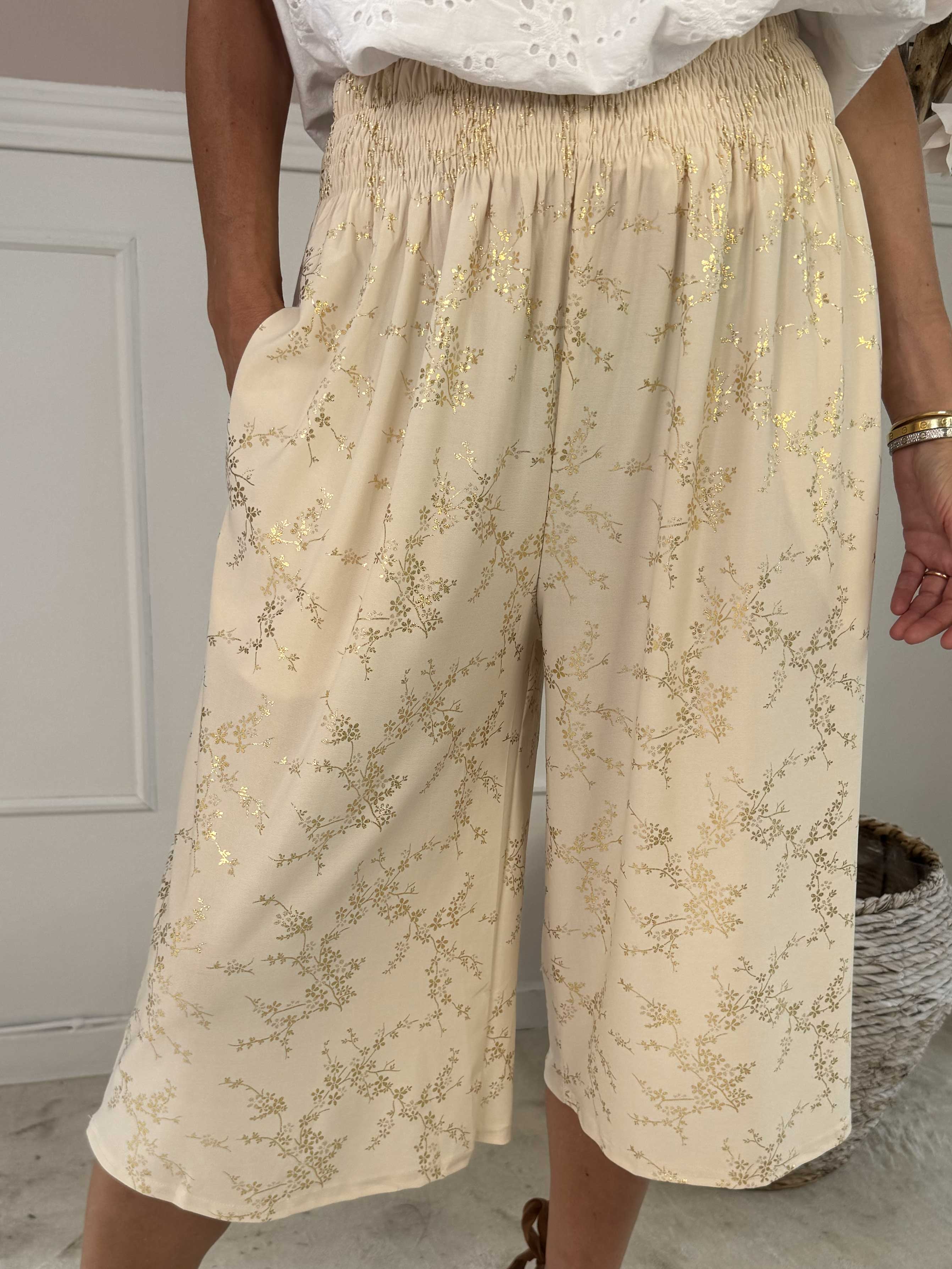 Pams Gold Knickers - Knickers i elastiskt tyg med resårkant